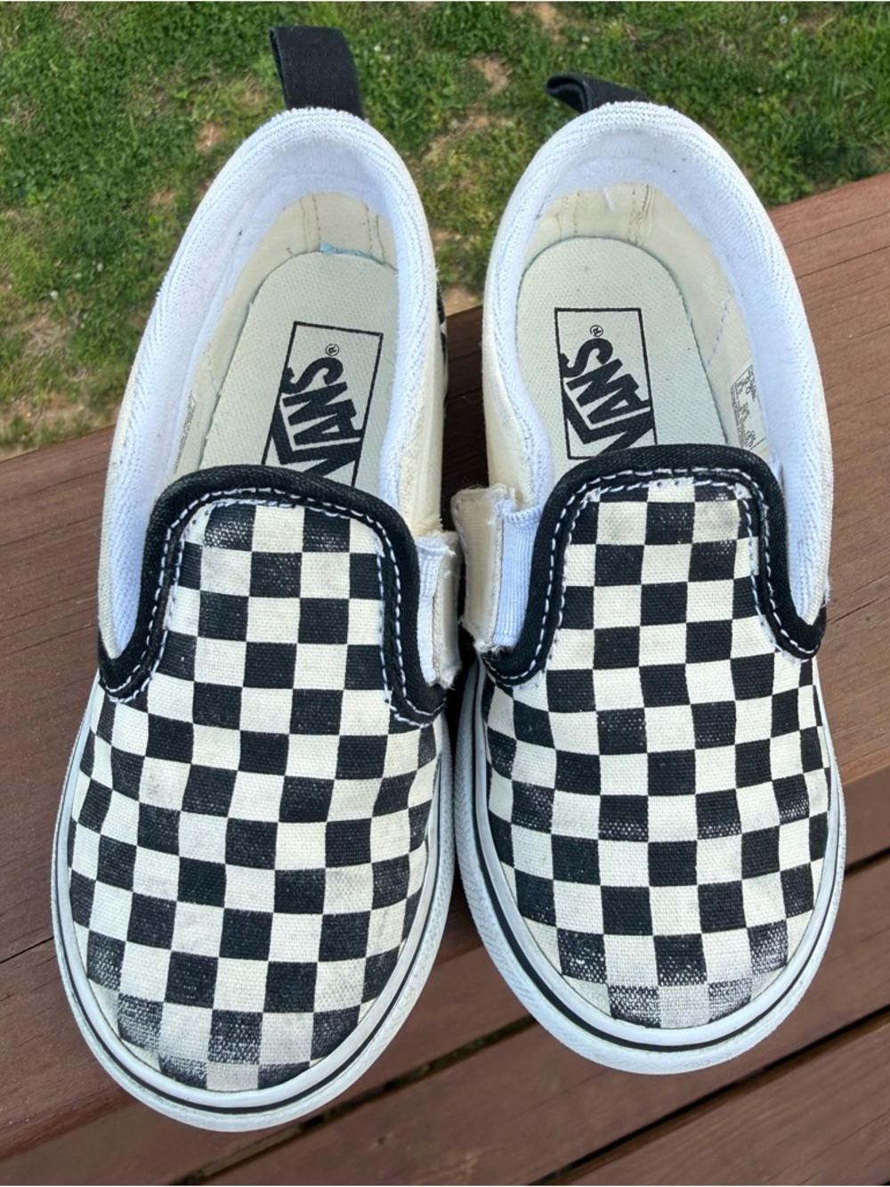 Vans Kids Checkerboard Slip-On Sneakers - Black and White